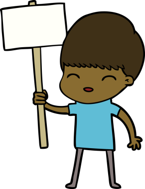 Bir insan tarafından çizilmiş mutlu çizgi film çocuğu.