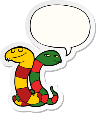 Bir insan tarafından çizilmiş konuşma balonu çıkartmalı çizgi film yılanları.