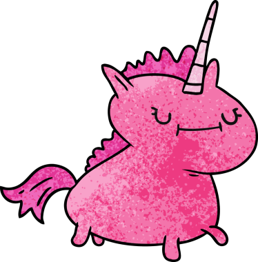 Bir insan tarafından çizilmiş sihirli bir tek boynuzlu atın el çizimi karikatürü.