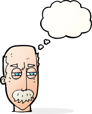 Bir insan tarafından çizilen düşünce baloncuğuyla yaşlı bir adamı sinirlendiren çizgi film.