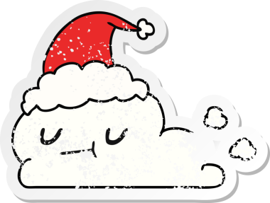 Bir insan tarafından çizilmiş kawaii bulutunun hüzünlü çıkartması.