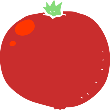 Bir insan tarafından çizilmiş domatesin düz renk çizimi