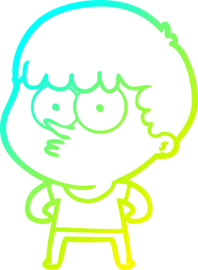 Bir çizgi film karakteri çizen soğuk gradyan bir insan tarafından çizilmiş meraklı çocuk.