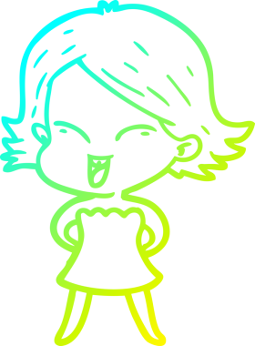 Bir insan tarafından çizilmiş mutlu çizgi film kızı çizimi.