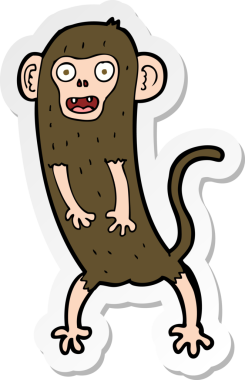 Bir insan tarafından çizilmiş deli bir maymunun çıkartması.