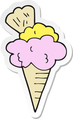 Bir insan tarafından çizilmiş karikatür dondurma etiketi.