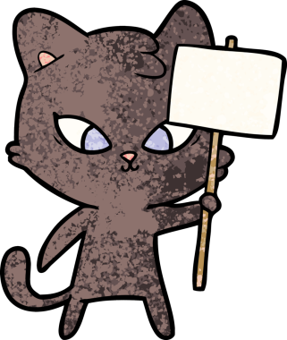 Bir insan tarafından çizilmiş sevimli çizgi film kedisi.