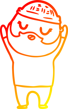 Bir insan tarafından çizilmiş sakallı bir çizgi film karakteri.