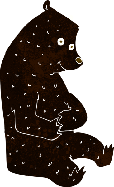 Bir insan tarafından çizilmiş mutlu siyah ayı.