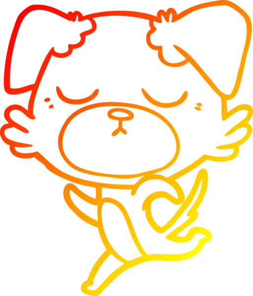 Bir insan tarafından çizilmiş sevimli bir köpeğin sıcak çizgi çizgisi.