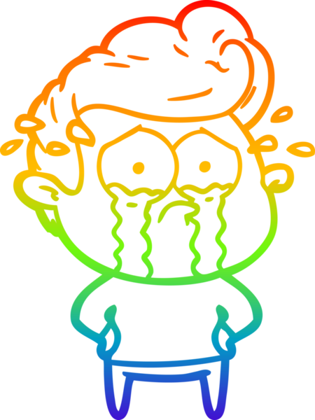 Bir insan tarafından çizilmiş ağlayan bir adamın çizdiği gökkuşağı gradyan çizgisi.