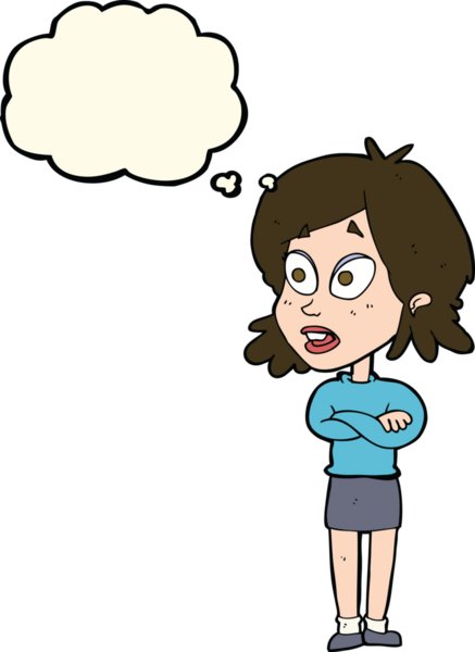 Bir insan tarafından çizilmiş düşünce balonlu bir karikatür.