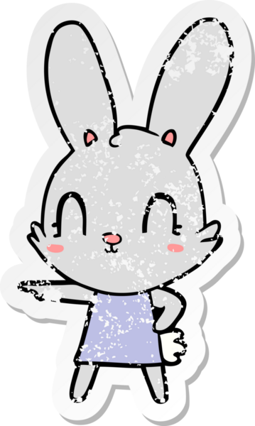 Bir insan tarafından çizilmiş sevimli bir çizgi film tavşanının sıkıntılı çıkartması.