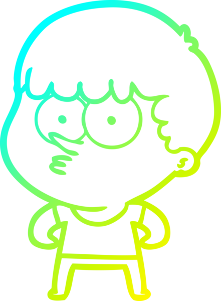 Bir çizgi film karakteri çizen soğuk gradyan bir insan tarafından çizilmiş meraklı çocuk.