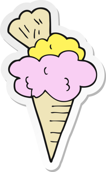 Bir insan tarafından çizilmiş karikatür dondurma etiketi.