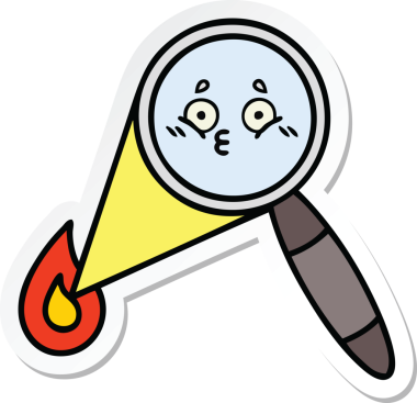 Bir insan tarafından çizilmiş şirin bir çizgi film büyütecinin çıkartması.