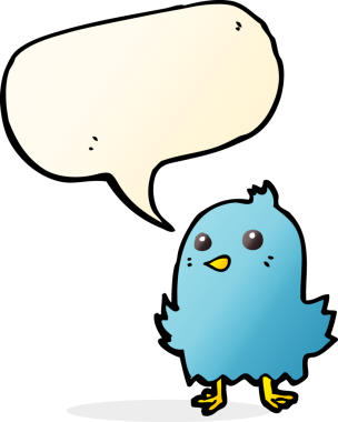 Bir insan tarafından çizilmiş konuşma balonlu çizgi film kuşu.