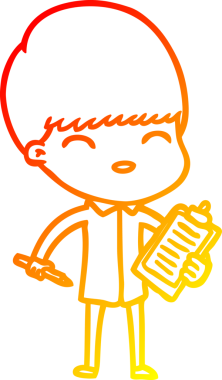 İnsan tarafından çizilmiş notlar alan bir çizgi film çocuğunun sıcak çizgi çizimi