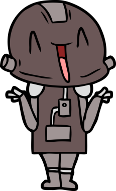 Bir insan tarafından çizilmiş çizgi film robotu