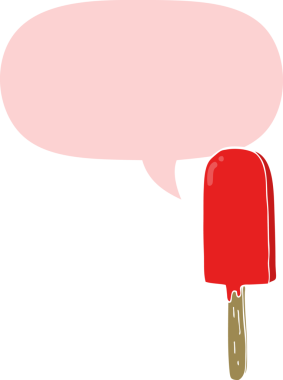 bir insan tarafından çizilmiş retro tarzı konuşma baloncuklu çizgi film lolipopu