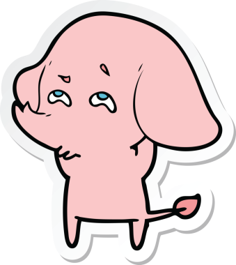 Bir insan tarafından çizilmiş karikatür filinin çıkartması.