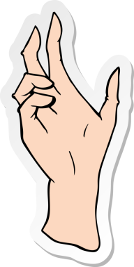 Bir insan tarafından çizilmiş bir karikatür elin çıkartması.