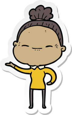 Bir insan tarafından çizilmiş barışçıl yaşlı bir kadının çıkartması.