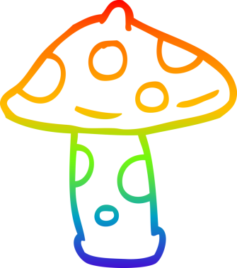 gökkuşağı gradyan çizgi çizimi bir insan tarafından çizilmiş mantar karikatürü