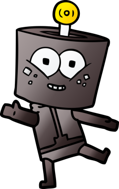 Bir insan tarafından çizilmiş mutlu robot çizimi