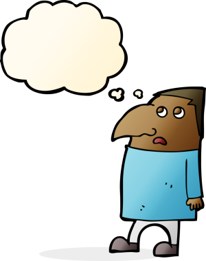 Bir insan tarafından çizilmiş düşünce balonlu endişeli bir adam.