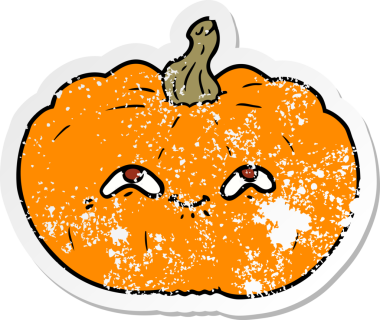 Bir insan tarafından çizilmiş mutlu bir balkabağının sıkıntılı çıkartması.