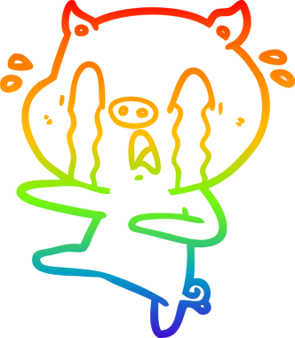 gökkuşağı gradyan çizimi bir insan tarafından çizilmiş ağlayan domuz çizgi filmi