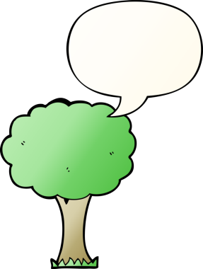 bir insan tarafından çizilmiş düzgün eğimli konuşma baloncuklu çizgi film ağacı