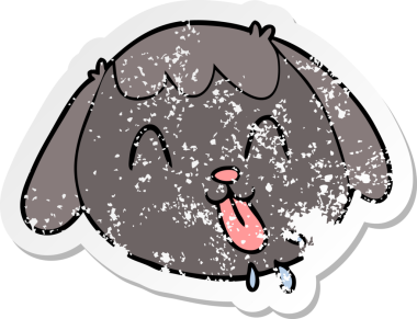 Bir insan tarafından çizilmiş karikatür köpek suratı.