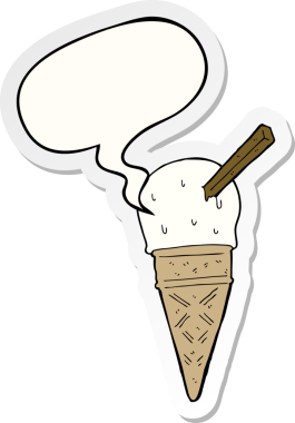 Bir insan tarafından çizilmiş konuşma balonu çıkartmalı karikatür dondurması.