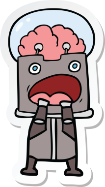 Bir insan tarafından çizilmiş robot karikatür çıkartması.