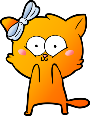 Bir insan tarafından çizilmiş çizgi film kedisi.