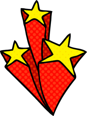 Bir insan tarafından çizilmiş çizgi film yıldızları.