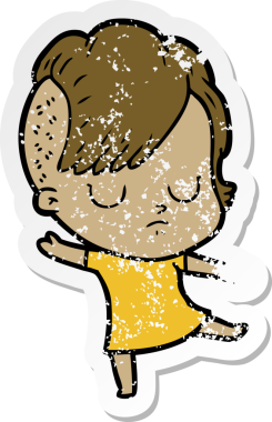 Bir insan tarafından çizilmiş karikatür bir kadının sıkıntılı çıkartması.