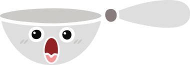 Bir insan tarafından çizilmiş bir kaşığın düz renkli retro karikatürü