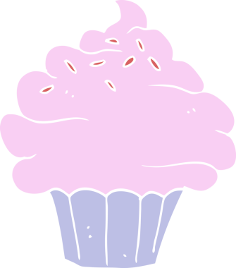 Bir insan tarafından çizilmiş düz renkli çizgi film keki.