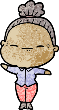 Bir insan tarafından çizilmiş barışçıl yaşlı bir kadın.