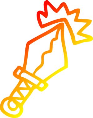 Bir insan tarafından çizilmiş keskin bir hançerin sıcak çizgi çizimi.