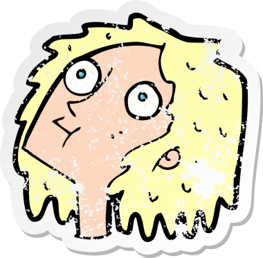 Bir insan tarafından çizilmiş, kederli bir karikatür çıkartması.