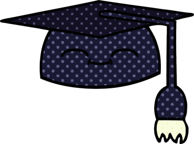 Bir insanın çizdiği mezuniyet şapkasının çizgi filmi.