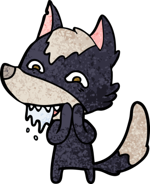 Bir insan tarafından çizilmiş aç kurt çizgi filmi.