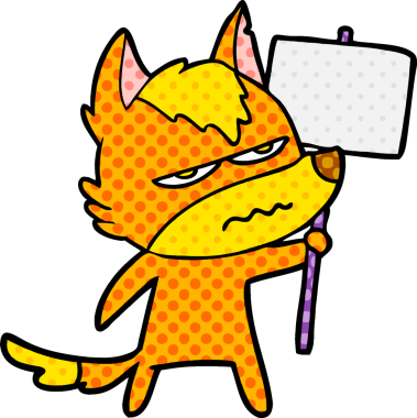 Bir insan tarafından çizilmiş protestolu çizgi film karakteri.