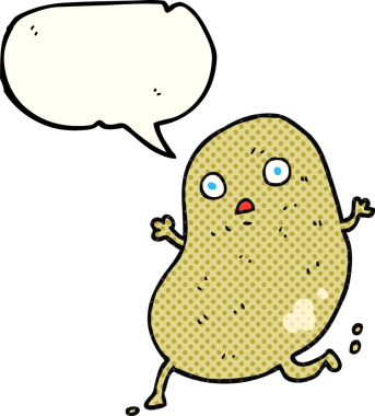 El yazısıyla çizilmiş çizgi roman konuşma balonu, bir insan tarafından çizilmiş patates.