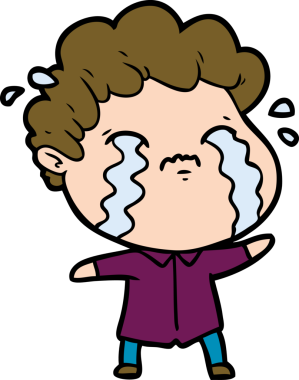 Bir insan tarafından çizilmiş ağlayan çizgi film adamı.