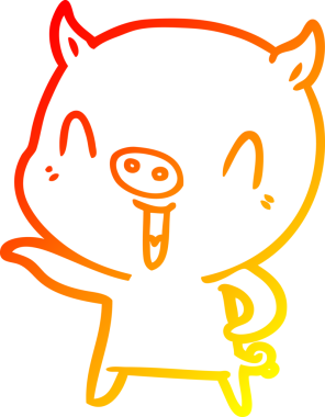 Bir insan tarafından çizilmiş mutlu çizgi film domuzu çizimi.